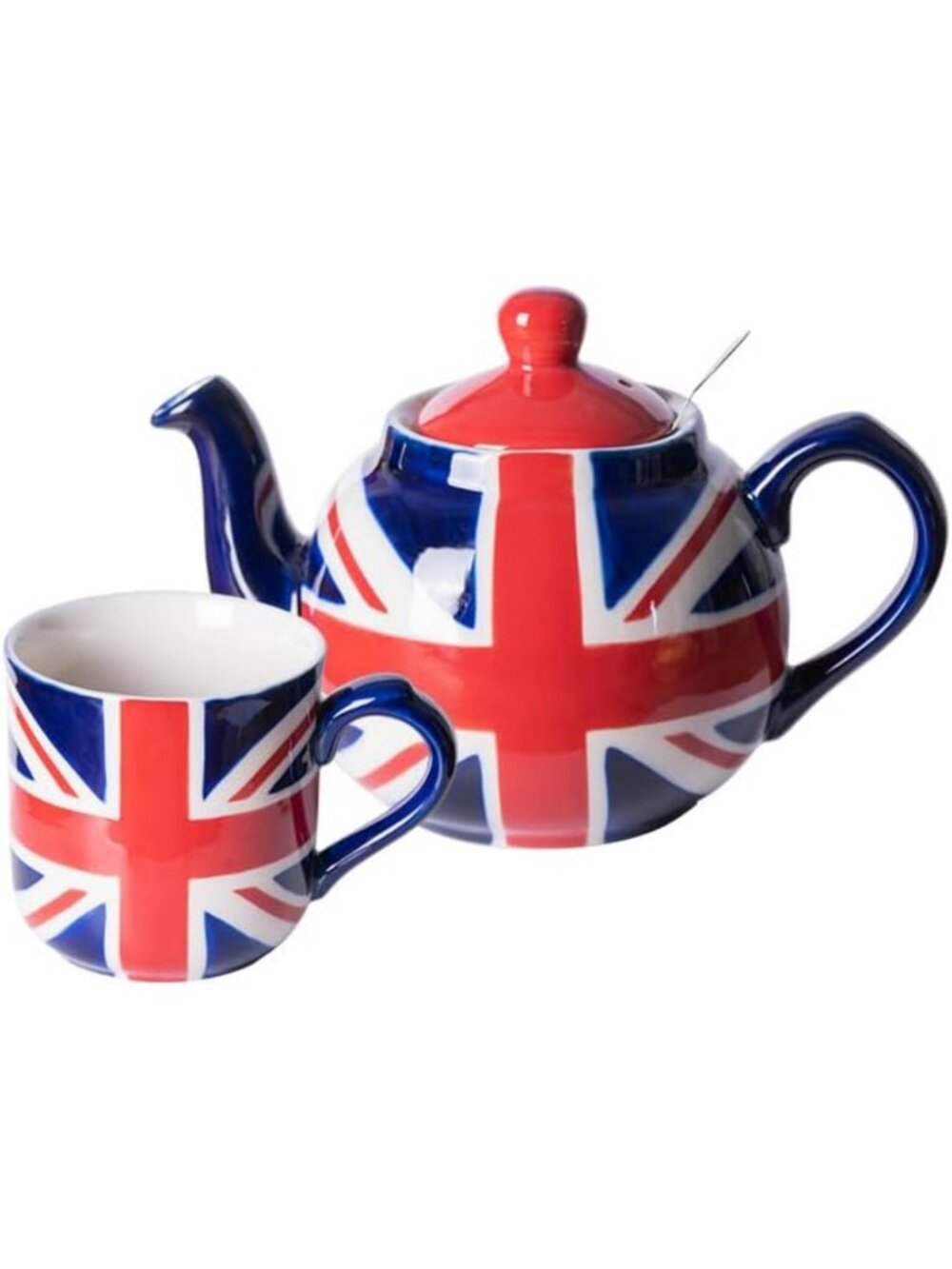 Hand-Painted Union Jack Teapot with Infuser & Mug Set, Limited Edition, 2 Cup
